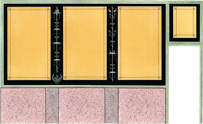 Reconstruction painting of the wall plaster, Faith Vardy (MOLA)