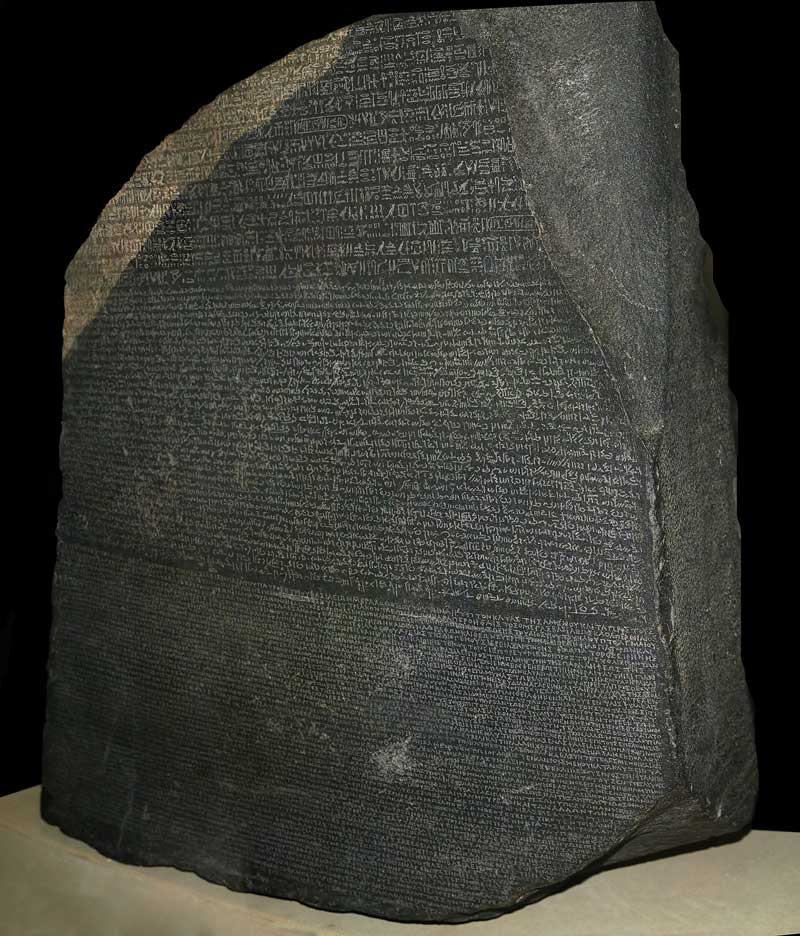 The Rosetta Stone in the British Museum. (CC BY-SA 4.0)
