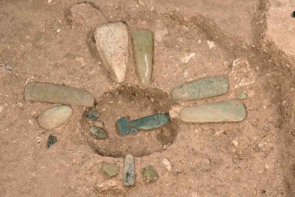Jade objects found at Aguada Fénix in Mexico. (Image credit: Takeshi Inomata)
