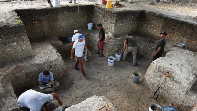 Archaeologists found a cross-shaped area at the Aguada Fénix site in Mexico. (Image credit: Takeshi Inomata)