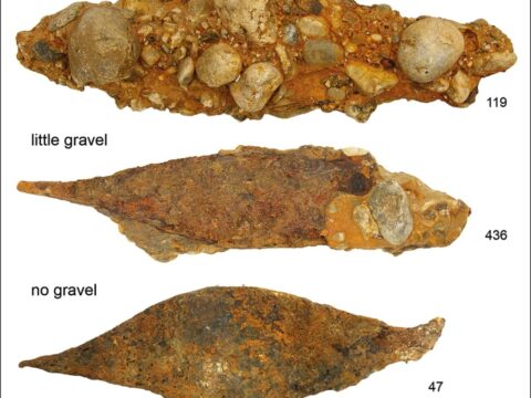 Iron bars from the Deinham Danube La Tène find on gravel.