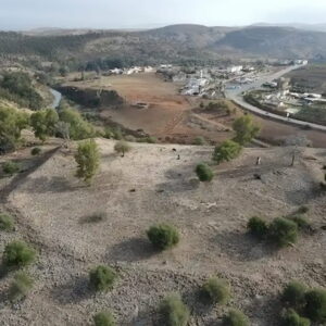 Aerial view of the Oued Beht ridge with ditch and rampart, Khémisset Province, Morocco. Credit: A. Garcia-Molsosa & T. Wilkinson, OBAP Archive.