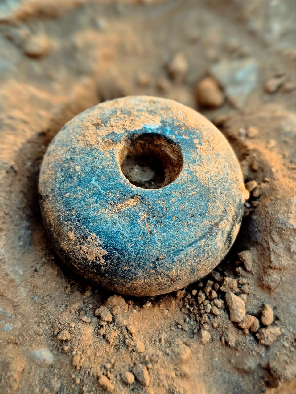 Rare diorite mace head with central drilled socket from the Keshikchidagh warrior burial