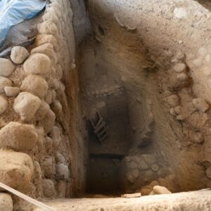 Archaeological trenches and stone-built structures at Yassıtepe Höyük, Bornova Plain, İzmir